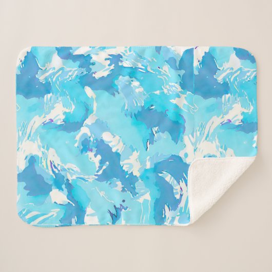 Abstraktes, hellblaues Muster und weiß Sherpadecke (Vorderseite (Horizontal))