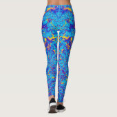 Abstraktes, hellblaues und gelbes Muster Leggings (Rückseite)
