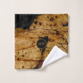 Abstraktes, helles Kupfer und Schwarzweiß-Monogram Badhandtuch Set (Waschlappen)
