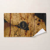 Abstraktes, helles Kupfer und Schwarzweiß-Monogram Badhandtuch Set (Handtuch)