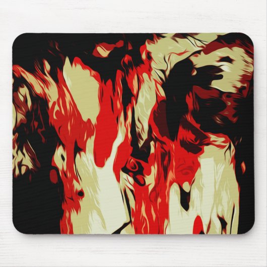 Abstraktes, hellfarbenes rotes, gelbes, schwarzes  mousepad (Vorne)