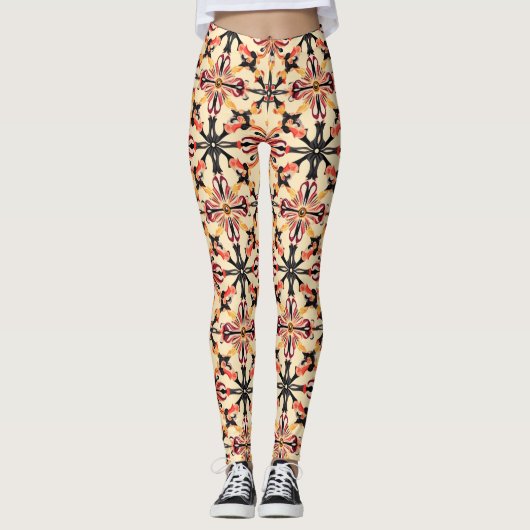 Abstraktes, hellgelbes Muster Leggings (Vorderseite)