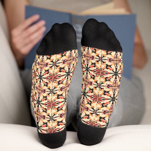 Abstraktes, hellgelbes Muster Socken (Unterseite)