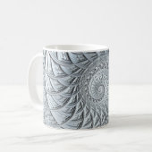 Abstraktes hellgraues Spiral-Fraktal Kaffeetasse (Vorderseite Links)