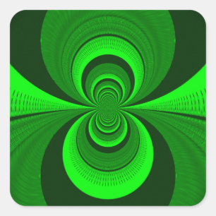 Abstraktes hellgrün groovy Kaleidoskop-Muster Quadratischer Aufkleber