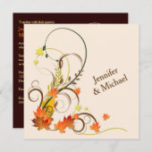 Abstraktes Herbst-Blätter, die Wedding Reben lädt Einladung (Vorne/Hinten)