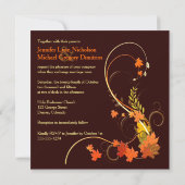 Abstraktes Herbst-Blätter, die Wedding Reben lädt Einladung (Rückseite)