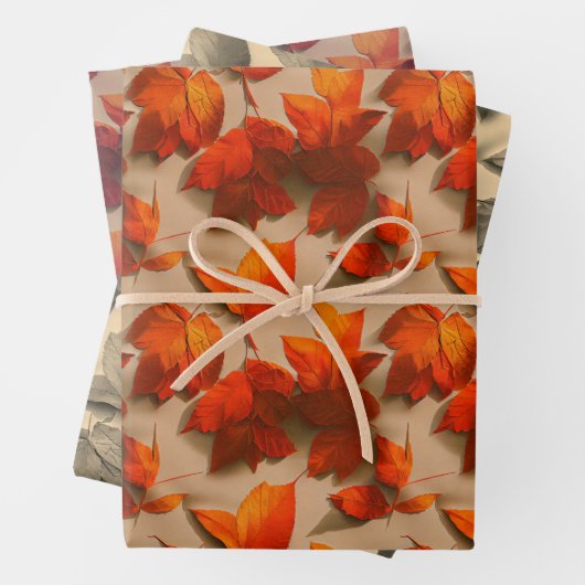 Abstraktes Herbstleaves-Muster Geschenkpapier Set (Beispiel)