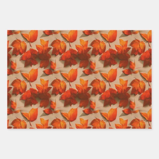 Abstraktes Herbstleaves-Muster Geschenkpapier Set (Vorderseite)