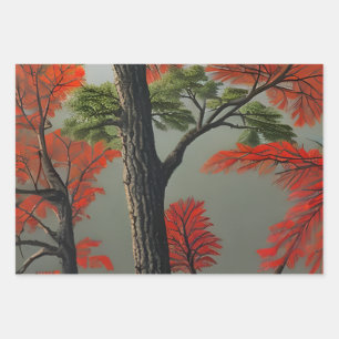 Abstraktes Herbstwald Geschenkpapier Set