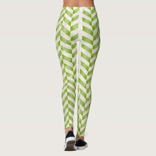 Abstraktes Herringbone im Grünen Leggings (Rückseite)