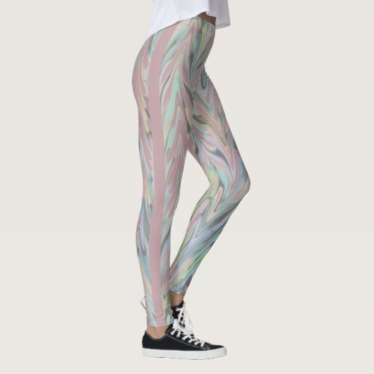 Abstraktes Herringbone - Rose/breit Leggings (Rechts)