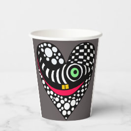 Abstraktes Herz auf Grau Pappbecher