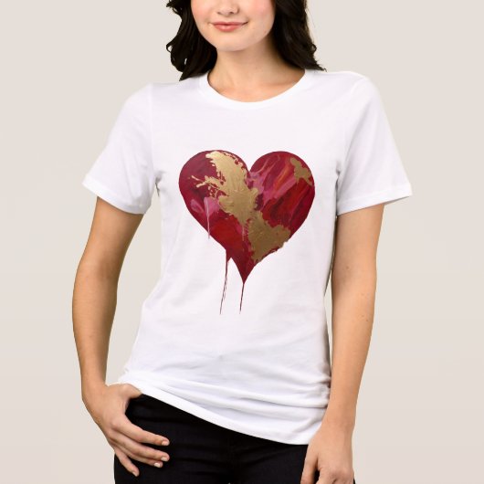 Abstraktes Herz der Liebe: Vibriertes Pinseldesign Tri-Blend Shirt (Vorderseite)