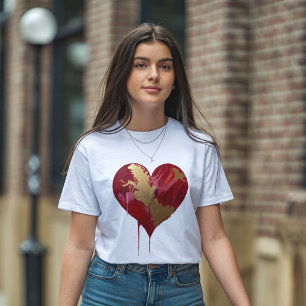 Abstraktes Herz der Liebe: Vibriertes Pinseldesign Tri-Blend Shirt