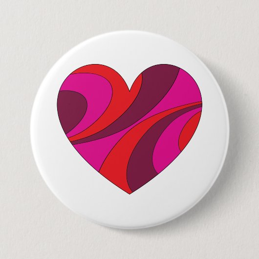 Abstraktes Herz fett Rot und Rosa Muster wirbeln Button (Vorderseite)