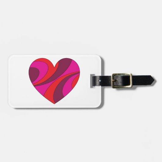 Abstraktes Herz fett Rot und Rosa Muster wirbeln Gepäckanhänger (Vorderseite horizontal)