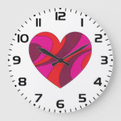 Abstraktes Herz fett Rot und Rosa Muster wirbeln Große Wanduhr (Vorderseite)