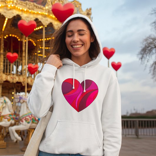 Abstraktes Herz fett Rot und Rosa Muster wirbeln Hoodie