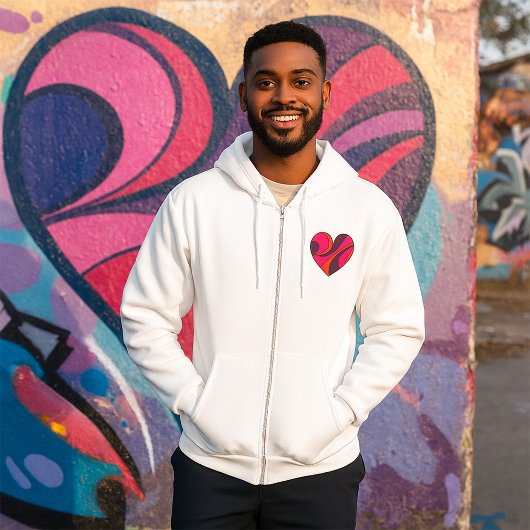 Abstraktes Herz fett Rot und Rosa Muster wirbeln Hoodie