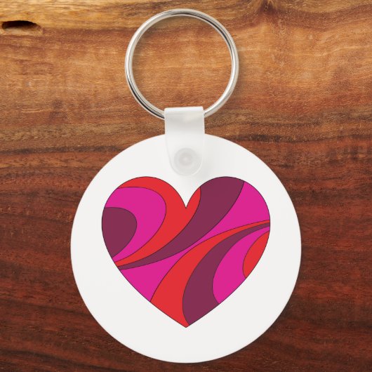 Abstraktes Herz fett Rot und Rosa Muster wirbeln Schlüsselanhänger (Vorderseite)