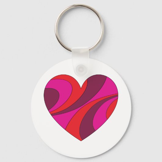 Abstraktes Herz fett Rot und Rosa Muster wirbeln Schlüsselanhänger (Rückseite)