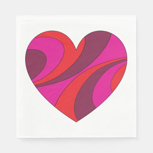 Abstraktes Herz fett Rot und Rosa Muster wirbeln Serviette (Vorderseite)