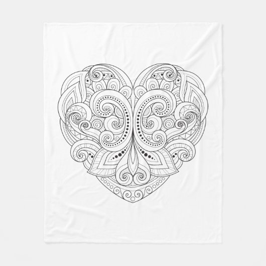 Abstraktes Herz-Gekritzel Fleecedecke (Vorderseite)