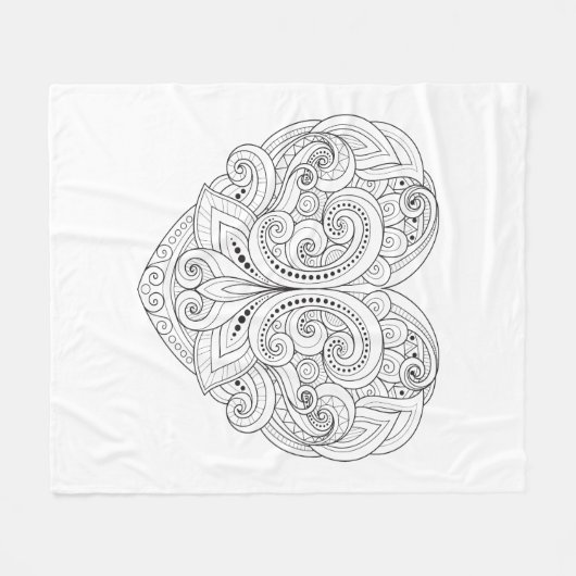 Abstraktes Herz-Gekritzel Fleecedecke (Vorderseite (Horizontal))