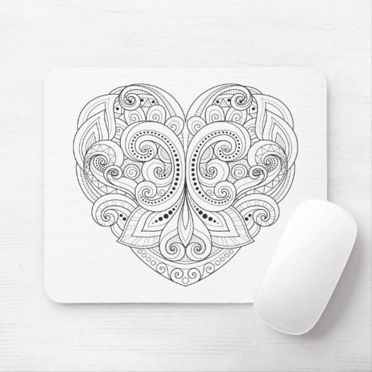 Abstraktes Herz-Gekritzel Mousepad (Mit Mouse)