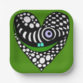 Abstraktes Herz in Grün Pappteller (Vorderseite)