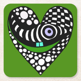 Abstraktes Herz in Grün Rechteckiger Pappuntersetzer