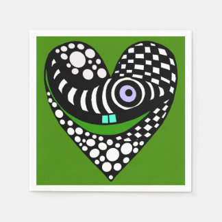 Abstraktes Herz in Grün Serviette