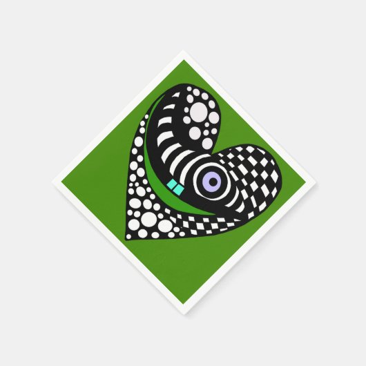 Abstraktes Herz in Grün Serviette (Ecke)