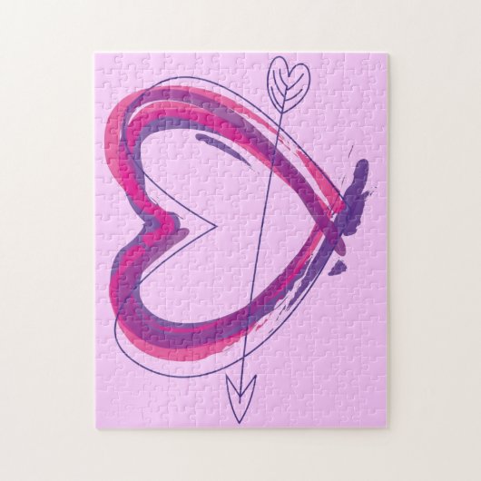 Abstraktes Herz in Lila und in rosa Puzzle (Vertikal)