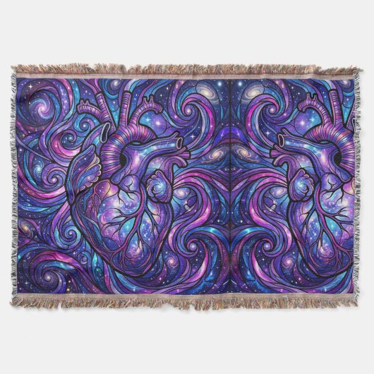 Abstraktes Herz Kosmisch Violette Gefleckte Decken (Vorderseite)