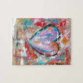 Abstraktes Herz - Malerei Rosa Blau Puzzle (Horizontal)