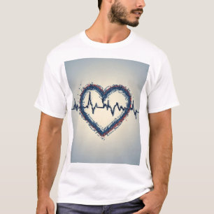 Abstraktes Herz mit Pulsdesign T-Shirt