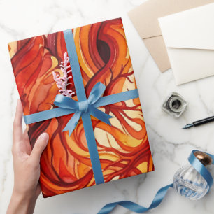 Abstraktes Herz Rot Wasserfarbe Geschenkpapier