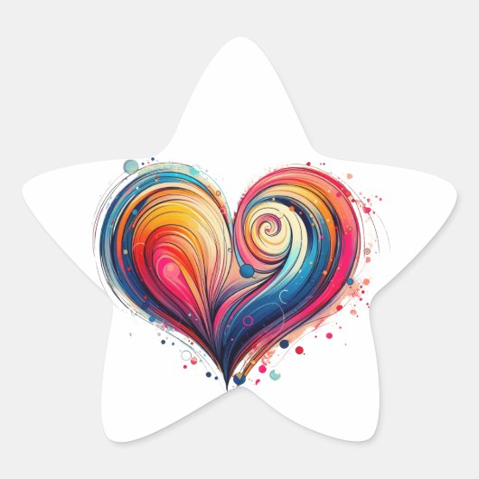 Abstraktes Herz Stern-Aufkleber (Vorderseite)