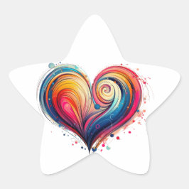 Abstraktes Herz Stern-Aufkleber