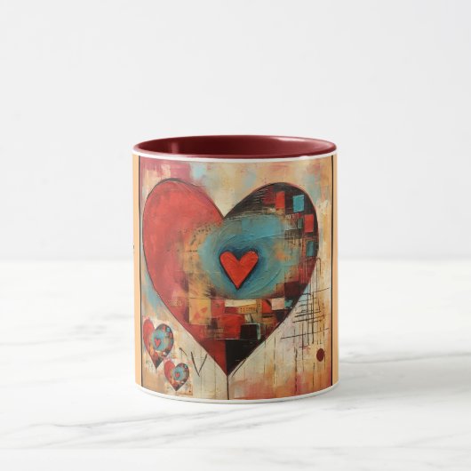Abstraktes Herzdesign mit Text Valentins Tasse (Zentrum)