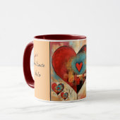 Abstraktes Herzdesign mit Text Valentins Tasse (Vorderseite Links)