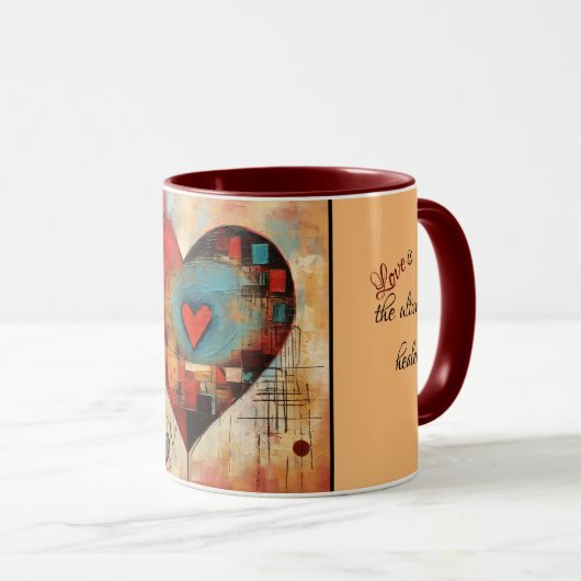 Abstraktes Herzdesign mit Text Valentins Tasse (VorderseiteRechts)
