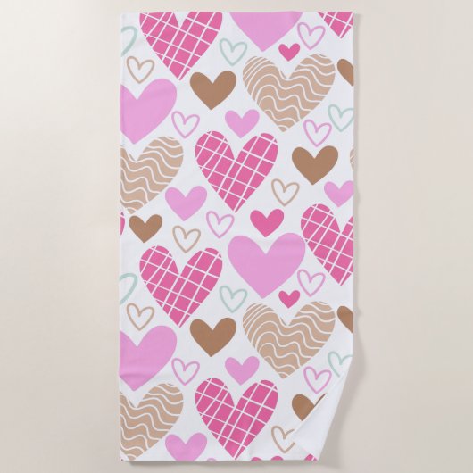 Abstraktes Herzmuster Badehandtuch Strandtuch (Vorderseite)