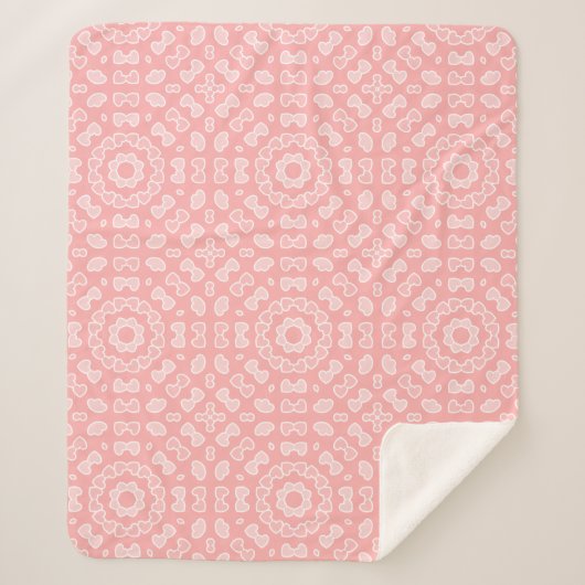 Abstraktes Herzmuster mit Lichtpfirsichfarben Sherpadecke (Vorderseite)