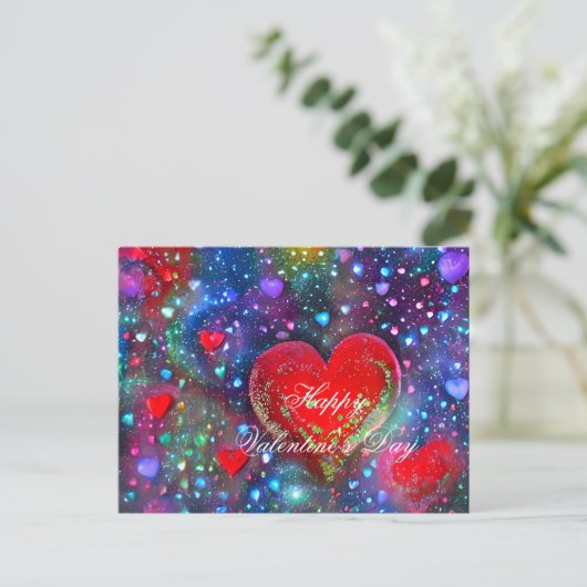 Abstraktes Herzvalentin Postkarte (Stehend Vorderseite)
