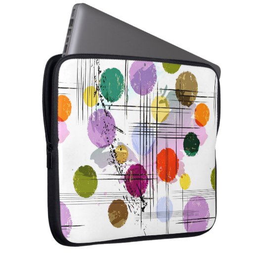 abstraktes Hintergrundmuster mit Kreisen, Linien,  Laptopschutzhülle (Vorne Rechts)