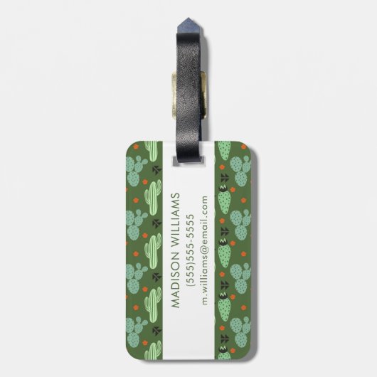 Abstraktes Hipster-Kaktus-Wüsten-Muster Gepäckanhänger (Rückseite vertikal)