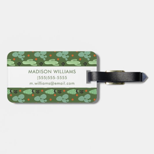 Abstraktes Hipster-Kaktus-Wüsten-Muster Gepäckanhänger (Rückseite horizontal)